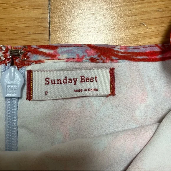 Sunday Best Women’s Pink Red Printed Spaghetti-Strap Mini Dress - Picture 3 of 5